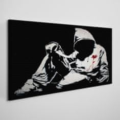 COLORAY.CZ Obraz na plátně Nůž banksy černá a bílá 120x60 cm