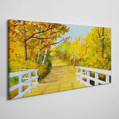 COLORAY.CZ Obraz na plátně Bridge Forest podzim 140x70 cm