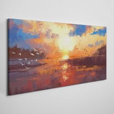 COLORAY.CZ Obraz na plátně Jezero Mraky Sunset 120x60 cm