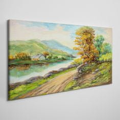 COLORAY.CZ Obraz na plátně Venkov cesta stromu řeky 120x60 cm
