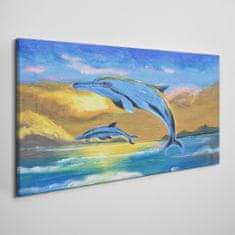 COLORAY.CZ Obraz na plátně Abstrakce Dolphins Sun 100x50 cm