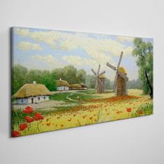 COLORAY.CZ Obraz na plátně Country Mraky Maki Květiny 100x50 cm