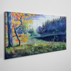 COLORAY.CZ Obraz na plátně Abstrakce strom jezero 120x60 cm