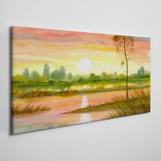 COLORAY.CZ Obraz na plátně Akvarel Sunset Tree 100x50 cm