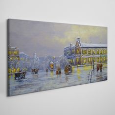 COLORAY.CZ Obraz na plátně Zimní vesnice Sněhová osvětlení 120x60 cm