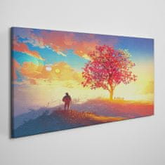 COLORAY.CZ Obraz na plátně Hill Sunset Tree 100x50 cm