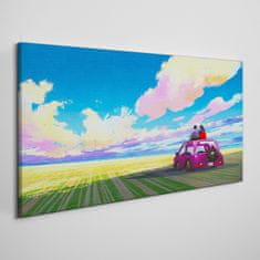 COLORAY.CZ Obraz na plátně Meadow Auto Sky pár 100x50 cm