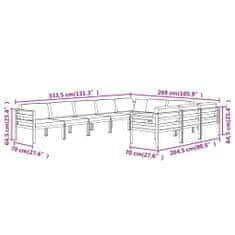 Vidaxl 10dílná zahradní sedací souprava s poduškami hliník antracitová