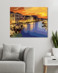 ZUTY Diamantové malování - CANAL GRANDE V LETNÍ NOCI V BENÁTKÁCH 40x50 cm bez rámu a bez vypnutí plátna