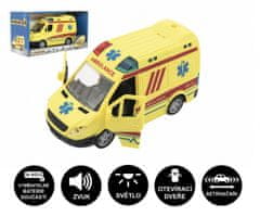 Teddies Auto ambulance plast 20cm na setrvačník na baterie se zvukem se světlem