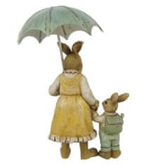 Clayre & Eef Dekorativní figurka zaječí mamky se zajíčkem pod deštníkem 6PR3266