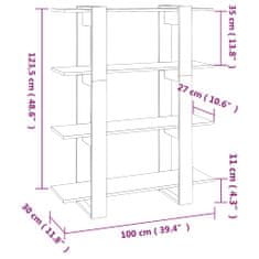 Vidaxl Knihovna / dělicí stěna hnědý dub 100 x 30 x 123,5 cm