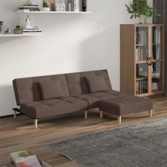 Greatstore 2místná rozkládací pohovka 2 polštáře a podnožka taupe textil