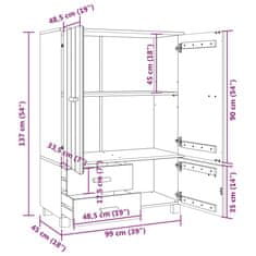 Vidaxl Šatní skříň tmavě šedá 99 x 45 x 137 cm masivní borové dřevo