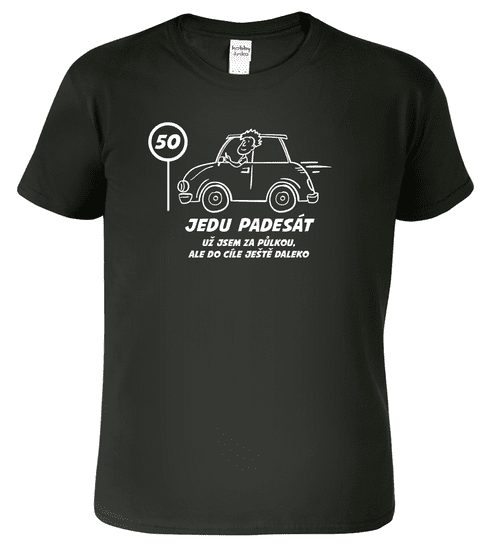 Hobbytriko Pánské tričko s autem - Jedu padesát (SLEVA) Barva: Černá (01), Velikost: L