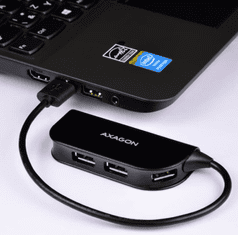 AXAGON Ready Hub, 4x USB 2.0, 20 cm, USB-A, črn (HUE-X4B)