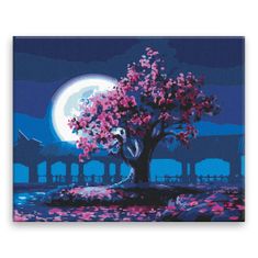 Malujsi Malování podle čísel - Rozkvetlý strom v japonské zahradě - 100x80 cm, plátno vypnuté na rám