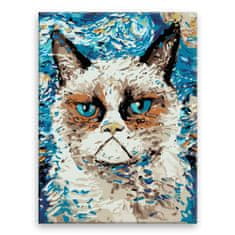 Malujsi Malování podle čísel - Kočka Grumpy - 60x80 cm, plátno vypnuté na rám