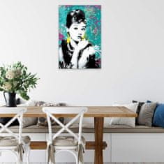 Malujsi Malování podle čísel - Audrey Hepburn v barevném pozadím - 80x120 cm, bez dřevěného rámu