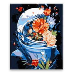 Malujsi Malování podle čísel - Astronaut plný květů - 80x100 cm, plátno vypnuté na rám