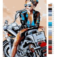 Malujsi Malování podle čísel - Kráska na motorce - 30x40 cm, bez dřevěného rámu