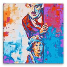 Malujsi Malování podle čísel - Charlie Chaplin v barvách - 80x80 cm, plátno vypnuté na rám