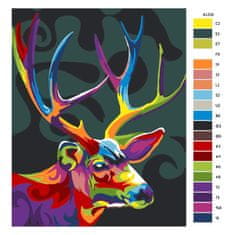 Malujsi Malování podle čísel - Jelení hlava s parožím v barvách - 80x100 cm, bez dřevěného rámu