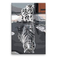 Malujsi Malování podle čísel - Kočka vs tygr - 40x60 cm, bez dřevěného rámu