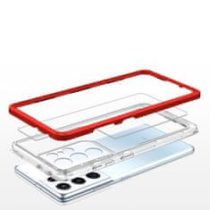 OEM Silikonové pouzdro hybrid s barevným rámem na Samsung Galaxy S21 Ultra 5G Red