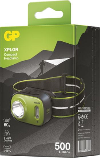 GP LED nabíjecí čelovka GP Xplor PHR17, 500 lm