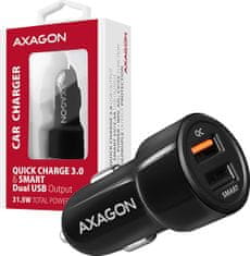 AXAGON PWC-QC5, QUICK a SMART nabíječka do auta, 2x port QC3.0/AFC/FCP + 5V-2.6A, 31.5W