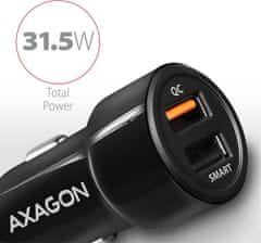 AXAGON PWC-QC5, QUICK a SMART nabíječka do auta, 2x port QC3.0/AFC/FCP + 5V-2.6A, 31.5W