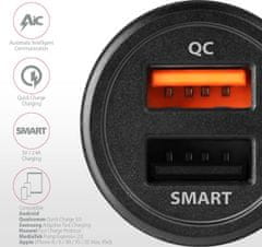 AXAGON PWC-QC5, QUICK a SMART nabíječka do auta, 2x port QC3.0/AFC/FCP + 5V-2.6A, 31.5W