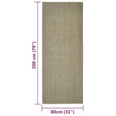 Greatstore Koberec přírodní sisal 80 x 200 cm taupe