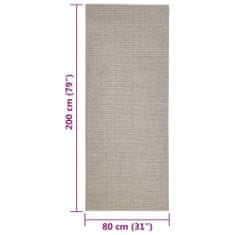 Greatstore Koberec přírodní sisal 80 x 200 cm pískový