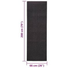 Greatstore Koberec přírodní sisal 66 x 200 cm černý