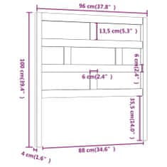 Vidaxl Čelo postele šedé 96 x 4 x 100 cm masivní borovice