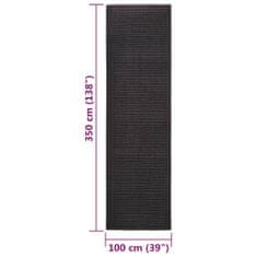 Vidaxl Koberec přírodní sisal 100 x 350 cm černý