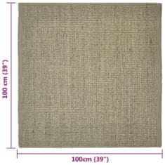 Greatstore Koberec přírodní sisal 100 x 100 cm taupe