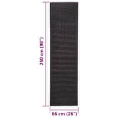 Greatstore Koberec přírodní sisal 66 x 250 cm černý