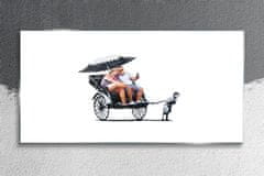 COLORAY.CZ Obraz na skle Rickshaw Banksy White 100x50 cm