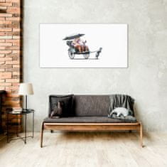 COLORAY.CZ Obraz na skle Rickshaw Banksy White 100x50 cm