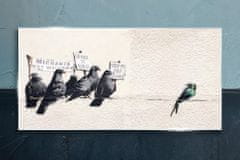 COLORAY.CZ Obraz na skle Protestující Birds Banksy 120x60 cm