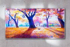 COLORAY.CZ Obraz na skle Park strom listy podzim 120x60 cm