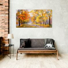 COLORAY.CZ Obraz na skle Abstrakce lesní listy podzim 100x50 cm