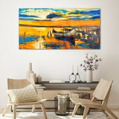 COLORAY.CZ Obraz na skle Port Sunset Sky 120x60 cm