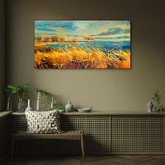 COLORAY.CZ Obraz na skle Pole Sky Sea Stromy 100x50 cm