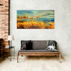 COLORAY.CZ Obraz na skle Pole Sky Sea Stromy 100x50 cm