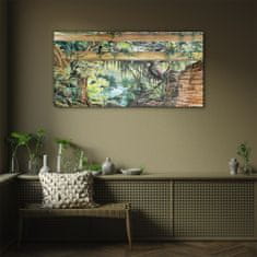 COLORAY.CZ Obraz na skle Abstrakce lesní řeka volně žijících živočichů 100x50 cm