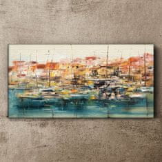 COLORAY.CZ Obraz na plátně Abstrakce přístavních lodí lodě 120x60 cm